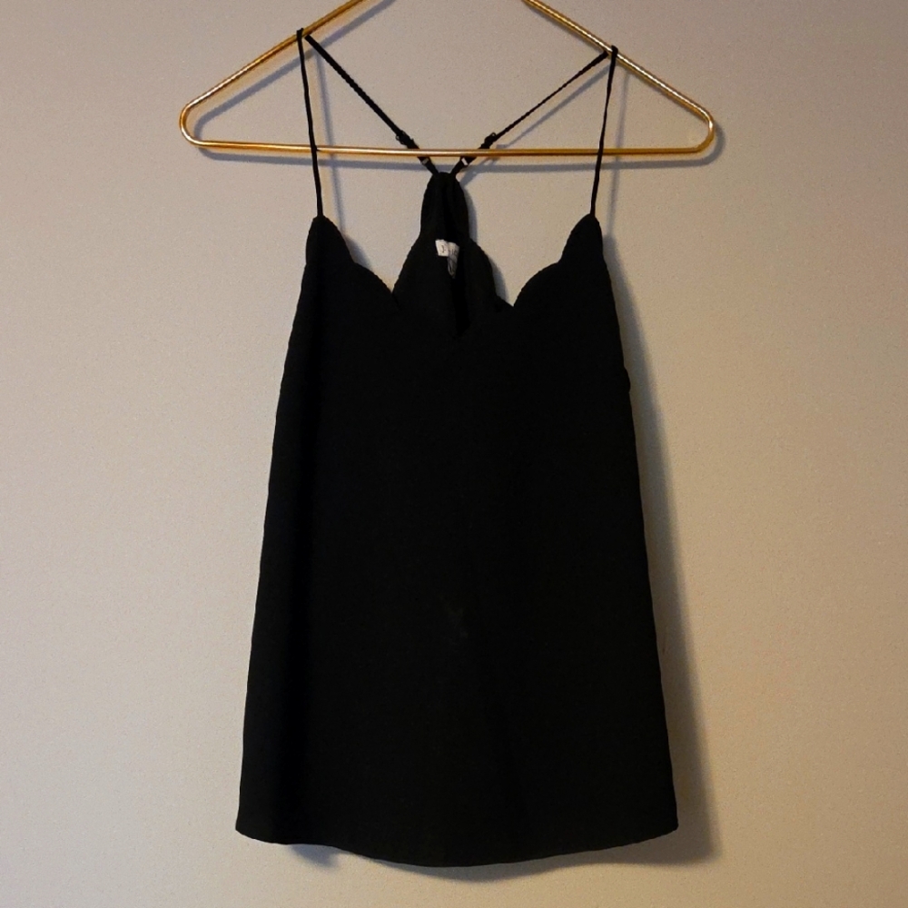 Elegant Black Scalloped Women's Top